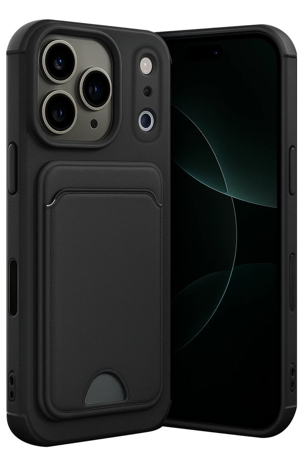 Concepta Newface iPhone 17 Pro Max Kelvin Silicone with Business Card Holder (181030) - Black