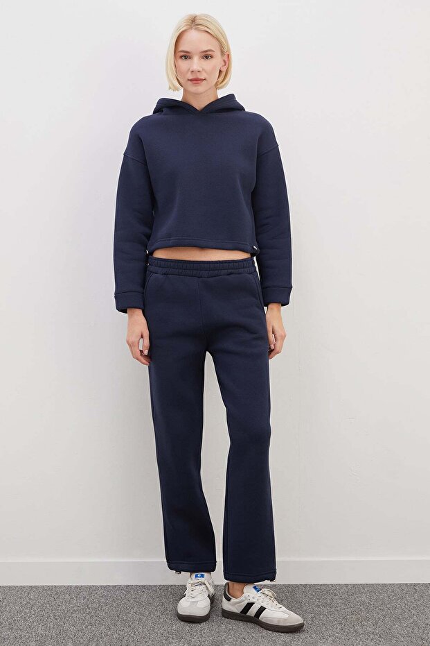 3 Thread Basic Stopper Hooded 2-Piece Tracksuit Set