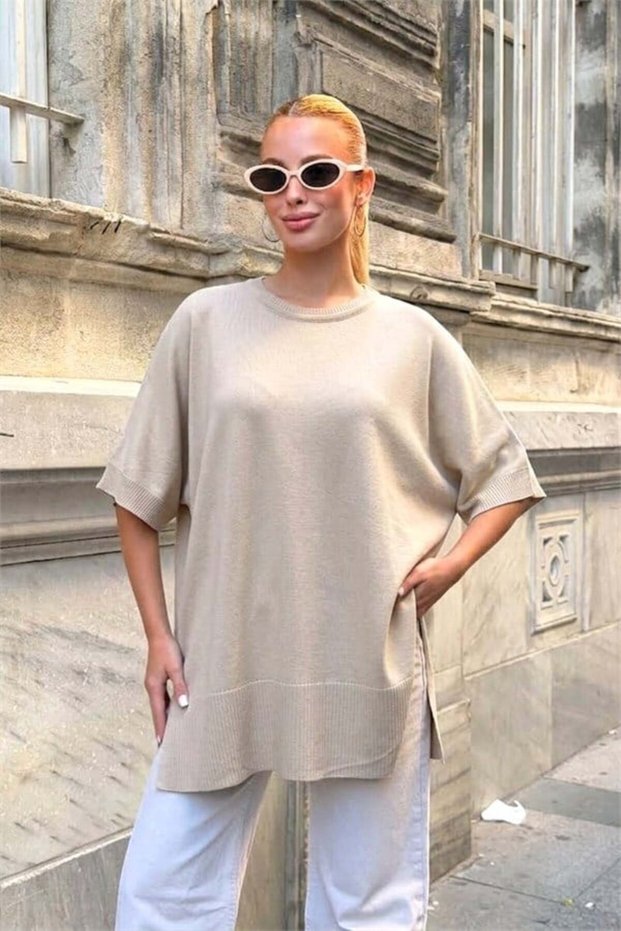 Cream Color Oversize Knitwear Blouse