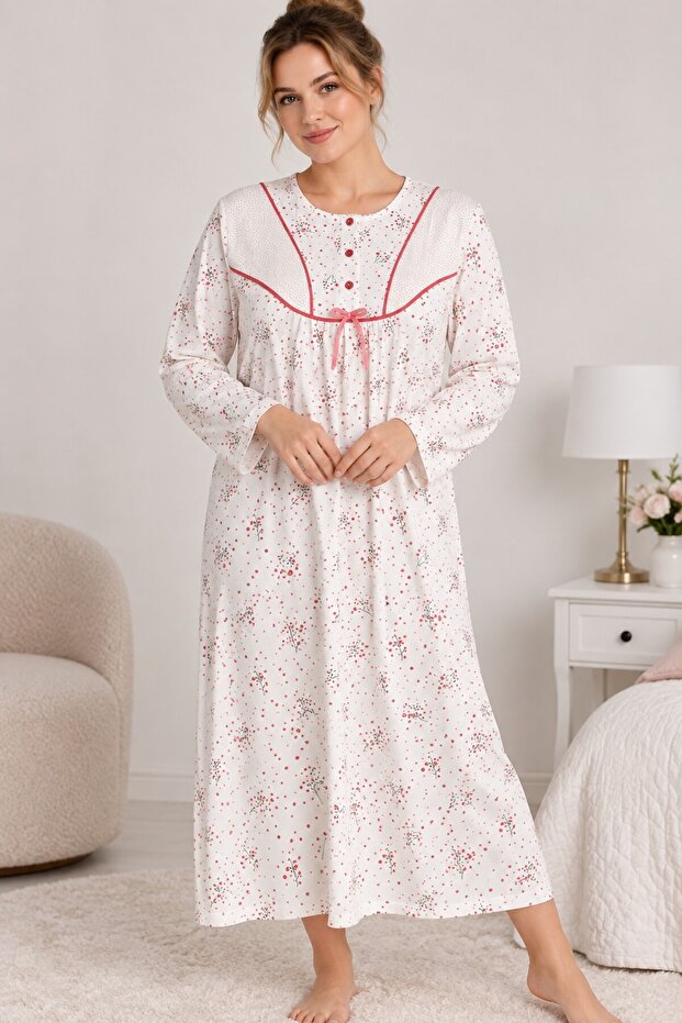 Long Sleeve 100% Cotton Women'S-Mom's Nightgown