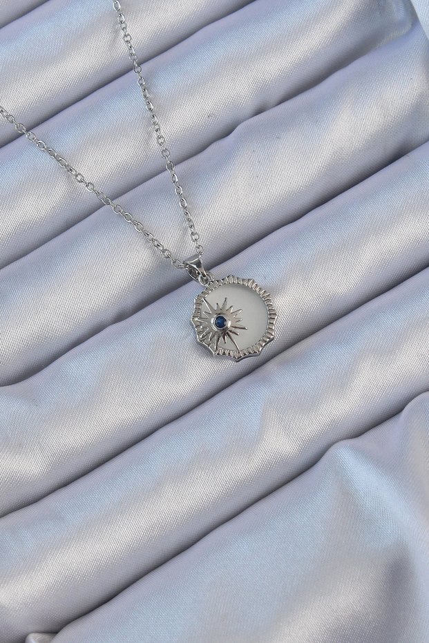 316L Steel Silver Color Zircon Stone Enamel Pole Star Pendant Tj-Bko9148