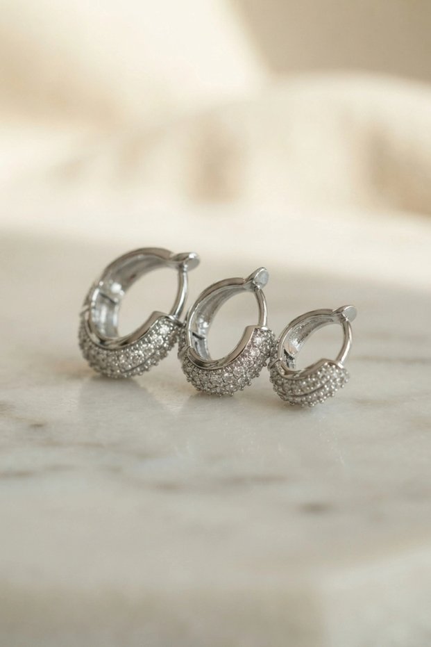 Silver Color 3-Piece Zircon Stone Hoop Earring Set Tj-Bkp11967