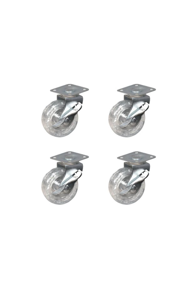 Ball Caster with Foot Pedal (with Brake) - 20X50 - Transparent Hks187 - 4 Pieces