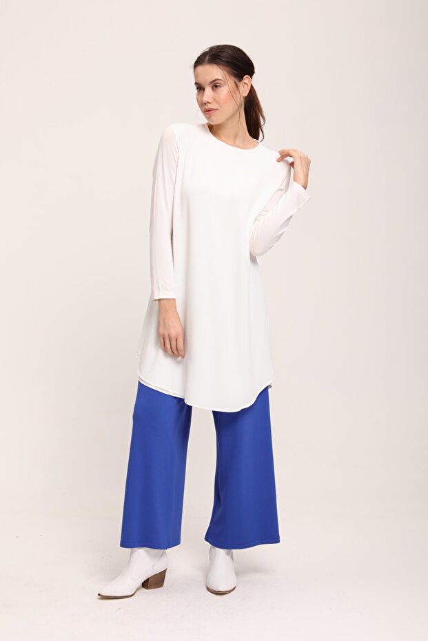 Combed Cotton Sleeved Tunic Ecru