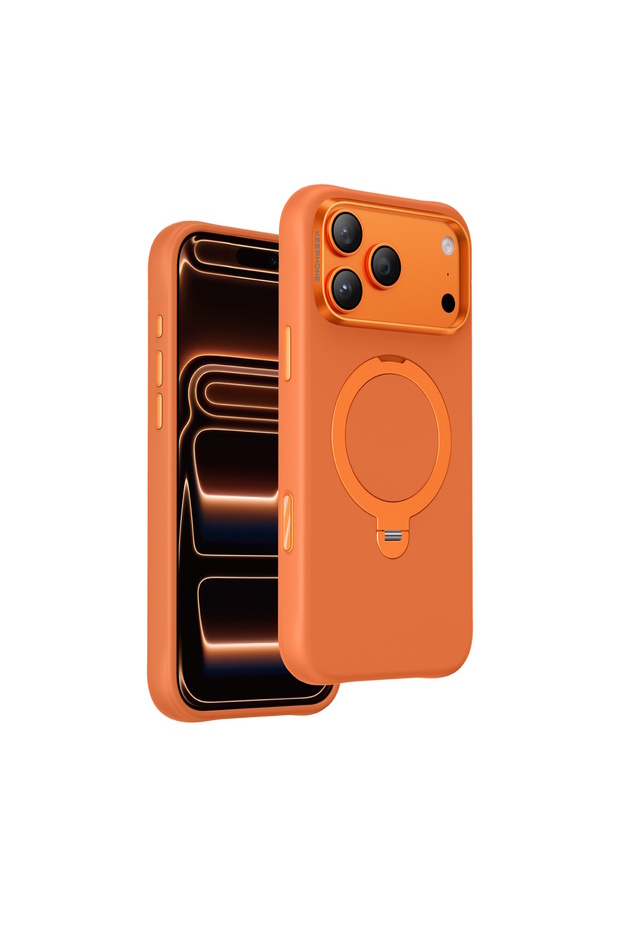 iPhone 18 Pro & 17 Pro Compatible Case with Ring Stand Magsafe Rovana Cover Premium Liquid Silicone - Dark Cherry