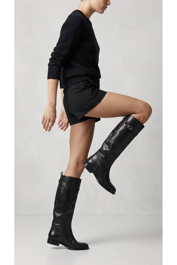 Women's Troc Black Non-Slip Sole Buckle Detailed Women's Boots