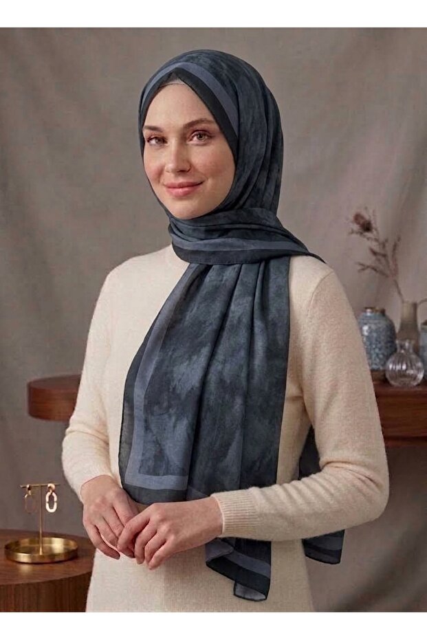Cloud Pattern Bamboo Shawl New Cotton Stylish Shawl Black Gray
