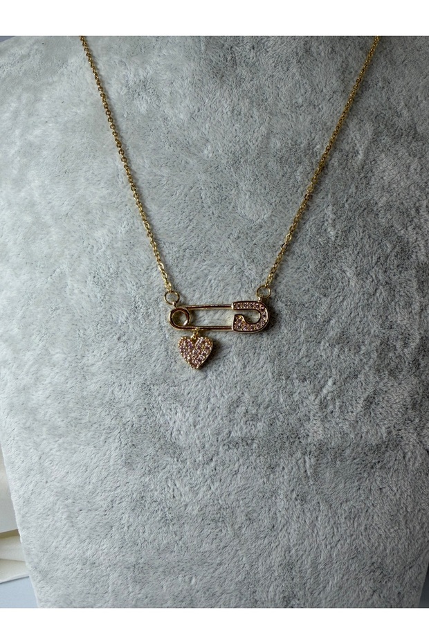 Steel Necklace Paperclip Model with Zircon Stone