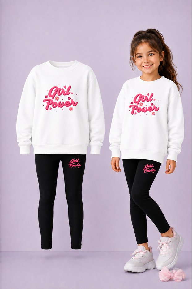 Children's Crew Neck Sweatshirt and Skinny Leggings Set – Winter Top and Bottom Set