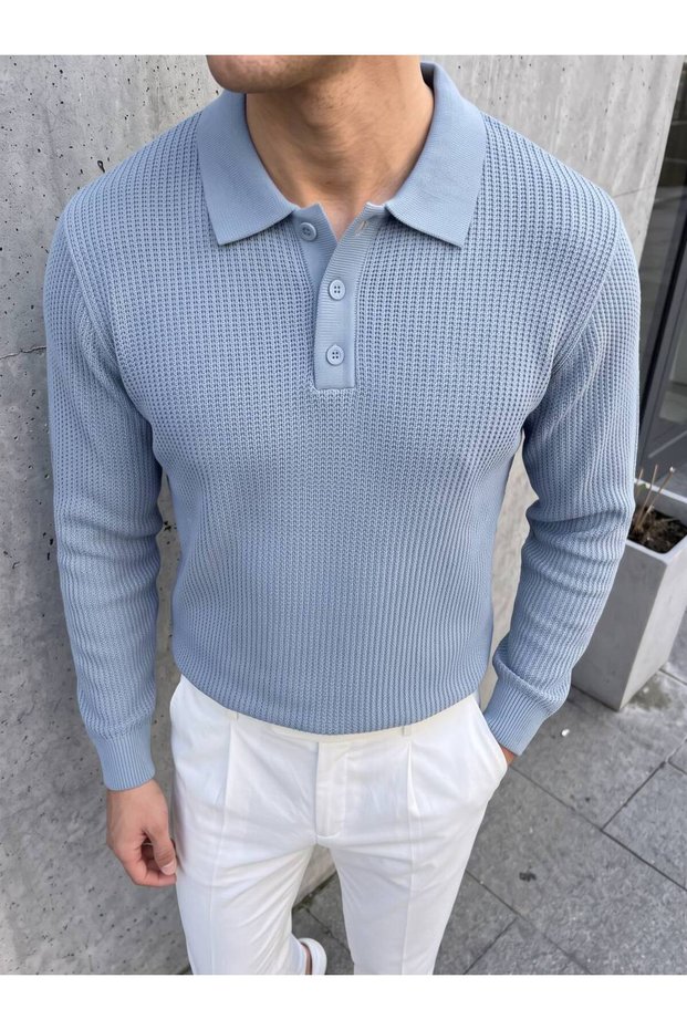 Men's Polo Neck Knitted Sweater