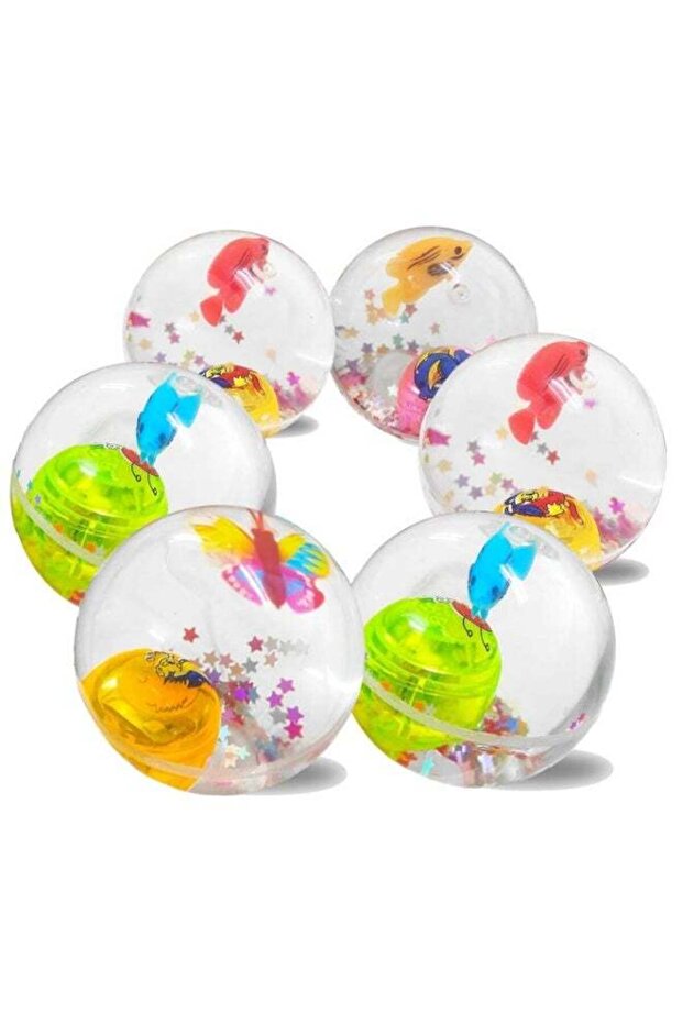 Pack of 5 Multi LED Flashing Luminous Bouncing Balls 55mm Rubber Water Filled Anti-Stress Light Up Toys