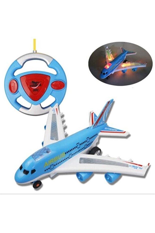 Kids Airbus 2 Channel R/C Airplane Toy with Lights, Music & Ground Movement
