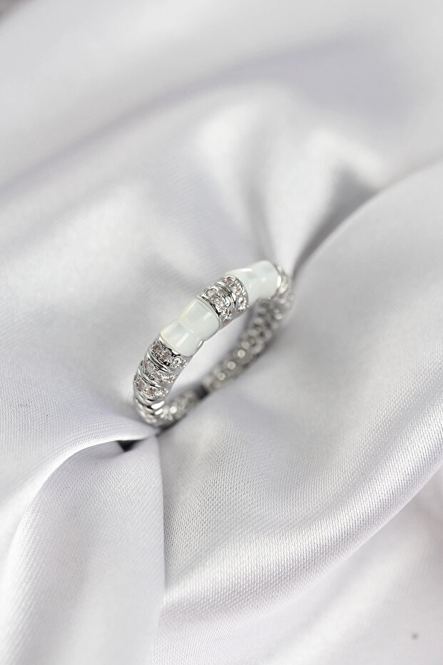 Zircon Stone Bone Model Silver Color Women's Ring Tj-Byk3931