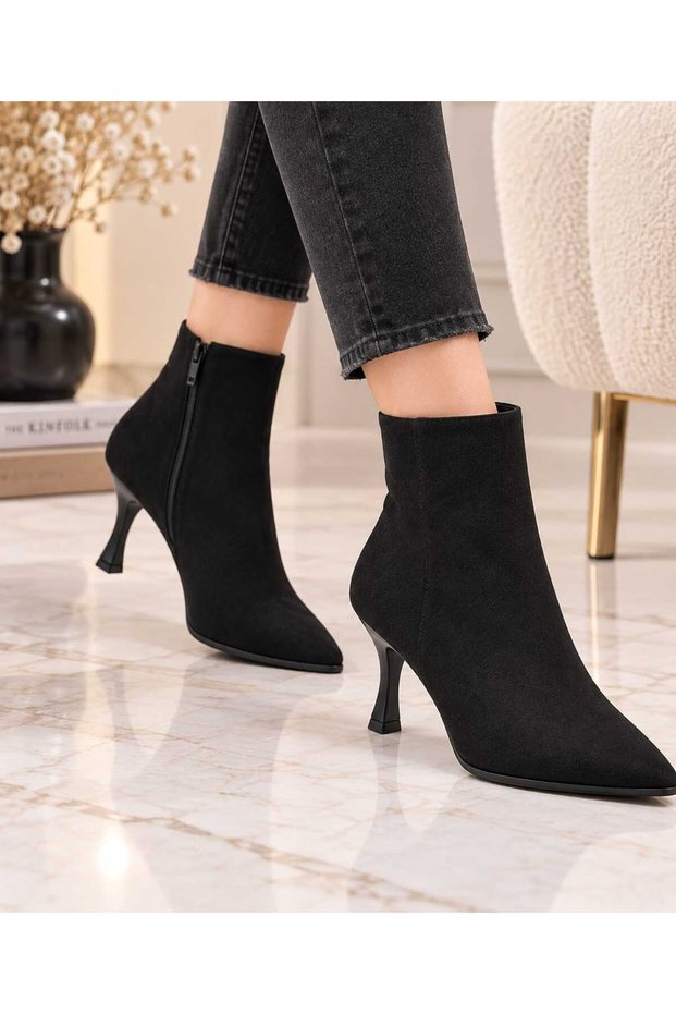 Suede Pointed Toe Thin Heel Boots