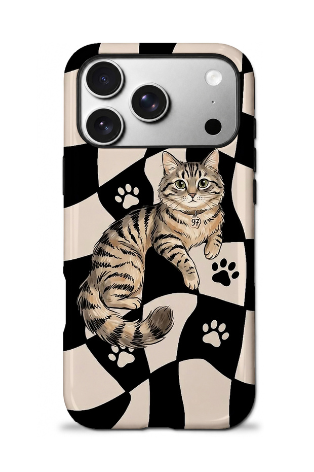 متوافق مع iPhone 17 PRO - غطاء Asil Tekir Cat ذو طبقتين، غلاف حماية ذو سطح لامع