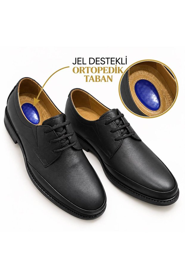 Genuine Leather Lace-Up Classic Leather Shoes with Full Orthopedic Gel Soles