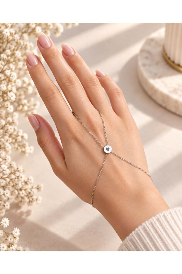 Minimal Silver Color Steel Şahmeran with Heart Detail