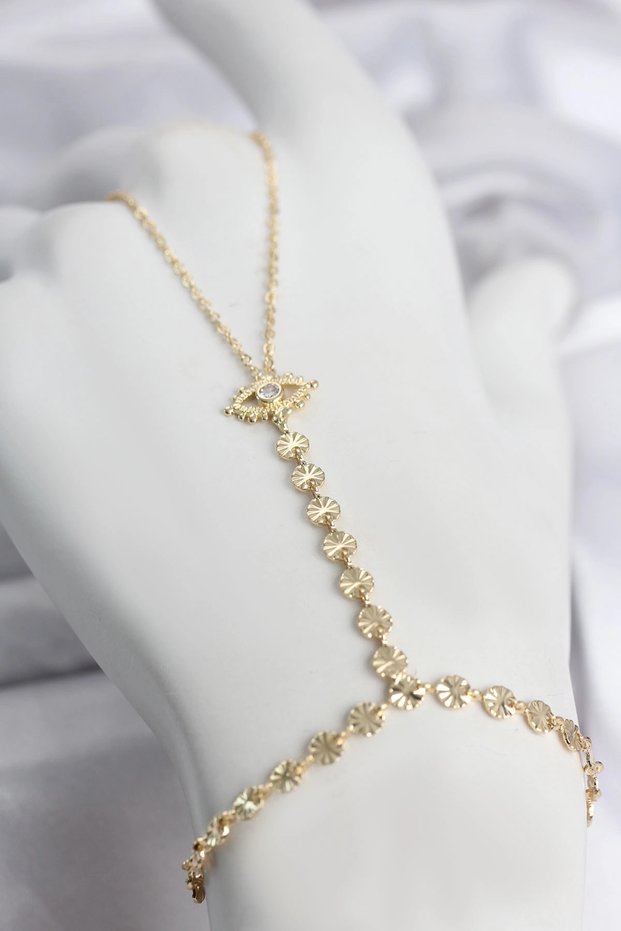 Gold Color Brass Zircon Stone Eye Model Shahmeran Tj-Sn779