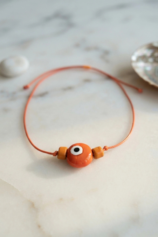 Handmade Bohemian Orange Evil Eye Necklace Tj-Bko11200