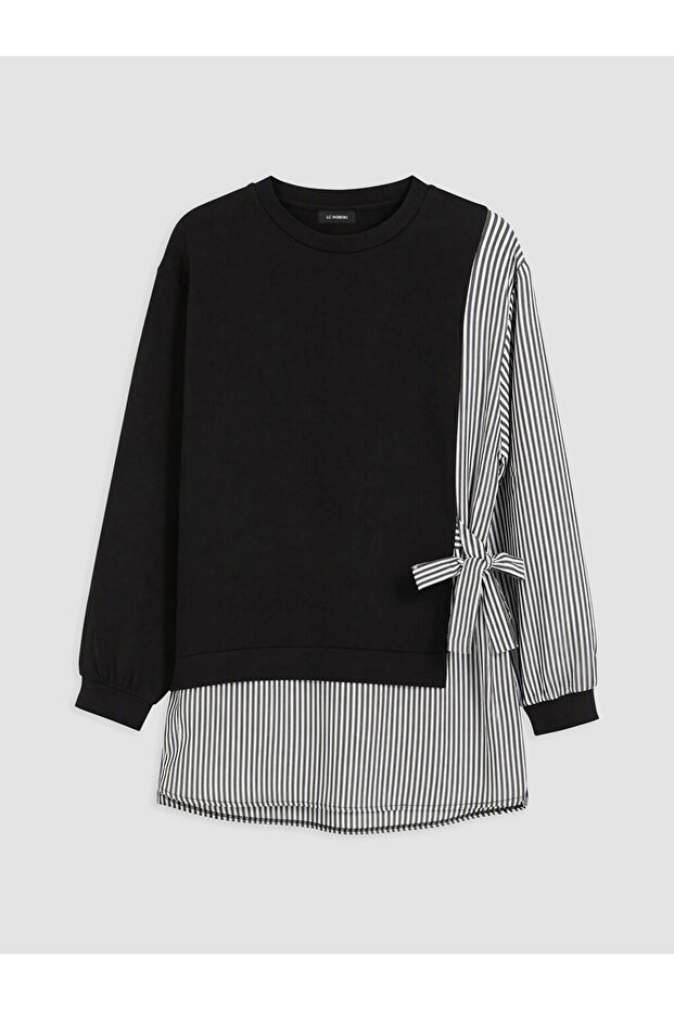 Özmarka New Season Black Striped Women's Sweatshirt Tunic