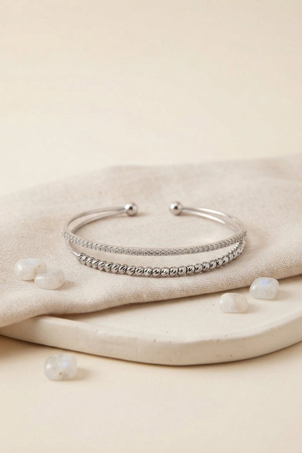 Silver Color Dorica and Zircon Stone Women's Bracelet Tj-Bb8887