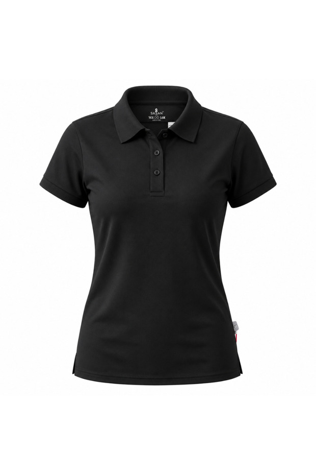 Sasan Women's Classic Black Polo Shirt – XL Short Sleeve Casual Collared Tee