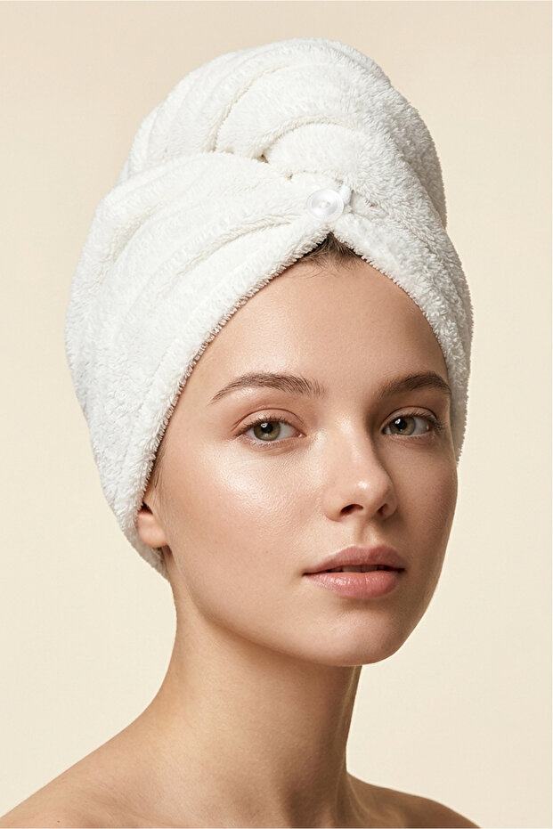Welsoft Microfiber Hair Towel - Ecru