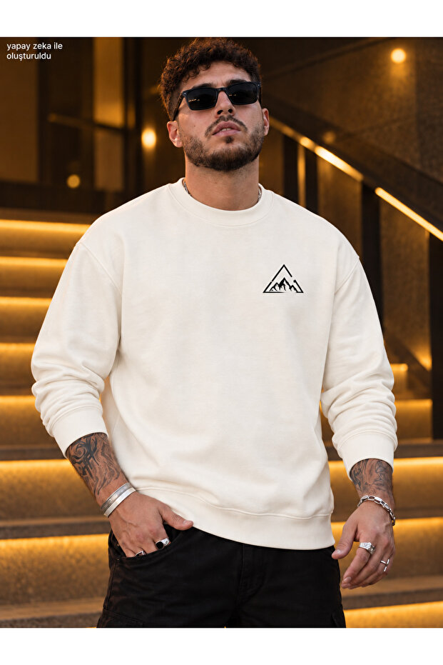 Men's Betterdays Printed Crew Neck Casual Regular Fit Sweatshirt