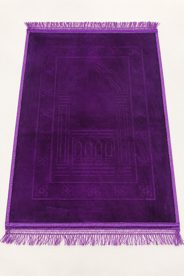 Soft Velvet Textured Prayer Mat - Patterned Tufted Prayer Mat