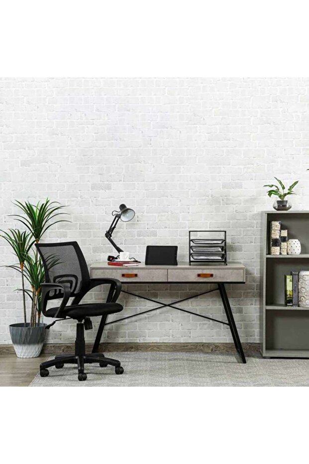 Deroche Writing Desk With Drawer - Grey Black