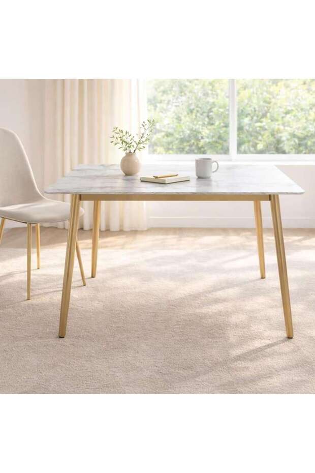 Arith 1+4 Dining Set Sintered Stone - Beige & Gold