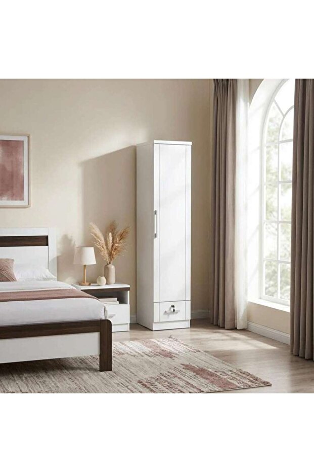 Arlin 1 Door Wardrobe With 1 Drawer - White