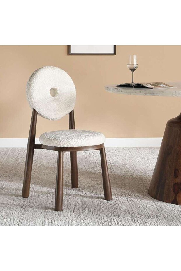 Aarin Dining Chair - Beige & Walnut