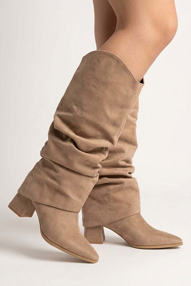 Women's Santorini Mink Suede Snap-On Boots with Drawstring Detail