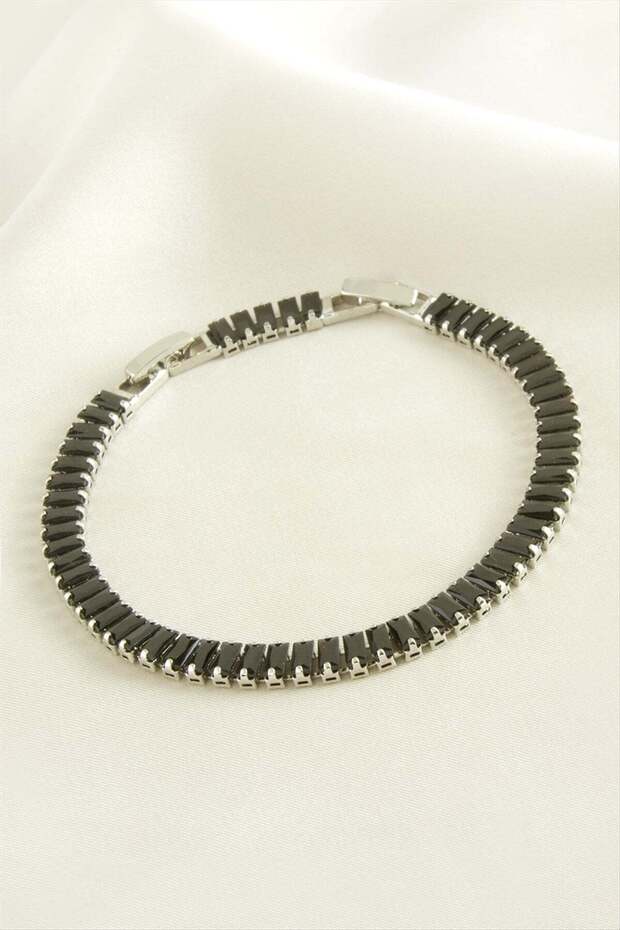 Baguette Stone Chain Steel Bracelet