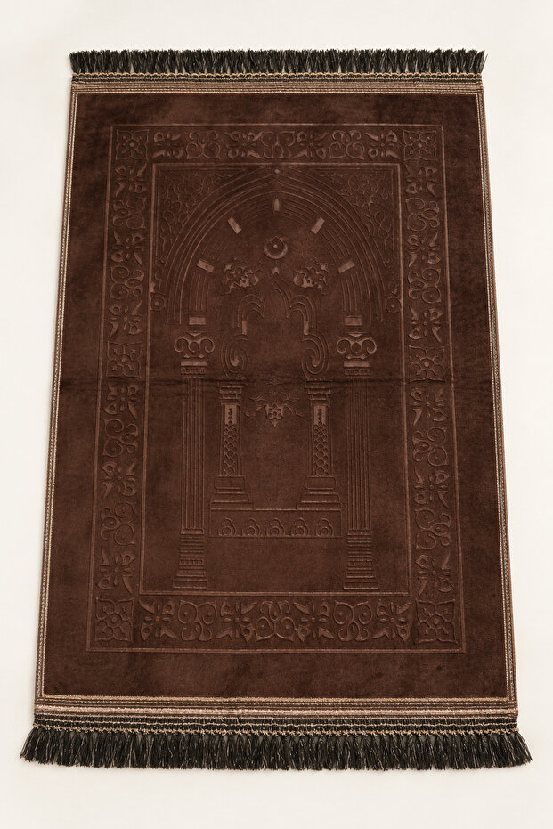 Soft Velvet Textured Prayer Mat - Patterned Tufted Prayer Mat