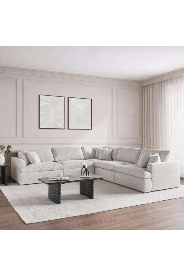 Demarcus Corner Sofa Set - Dark Beige