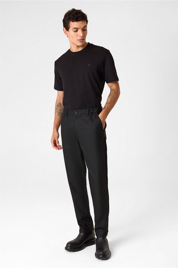 Black Comfort Fit Black Trousers