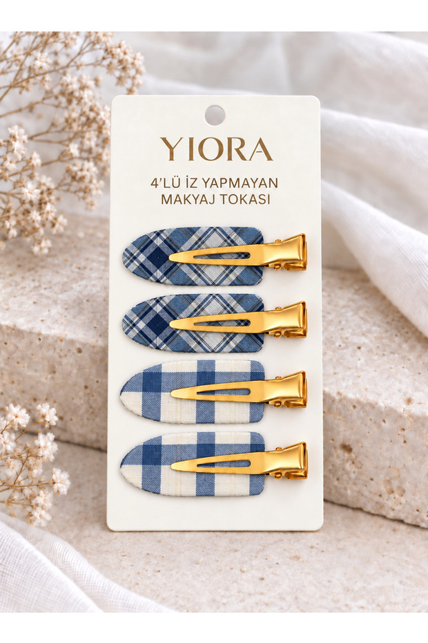 Set of 4 Patterned Non-Marking Hair Makeup and Skin Care Clips