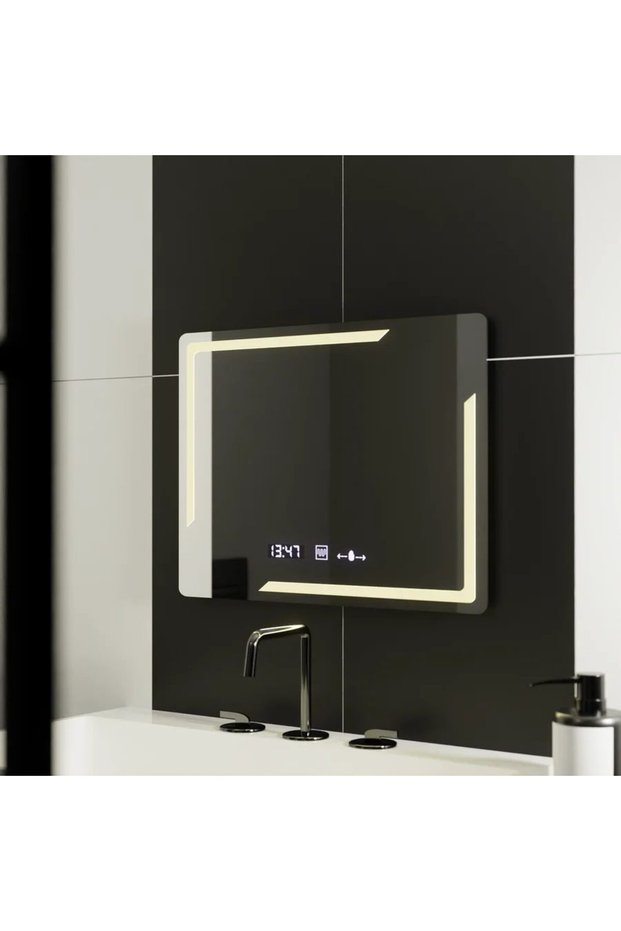 Rectangular LED Mirror, 80x60cm, Rayonnement MotionGlow Marcello, Defog System, Clock & Thermometer, Dimmable
