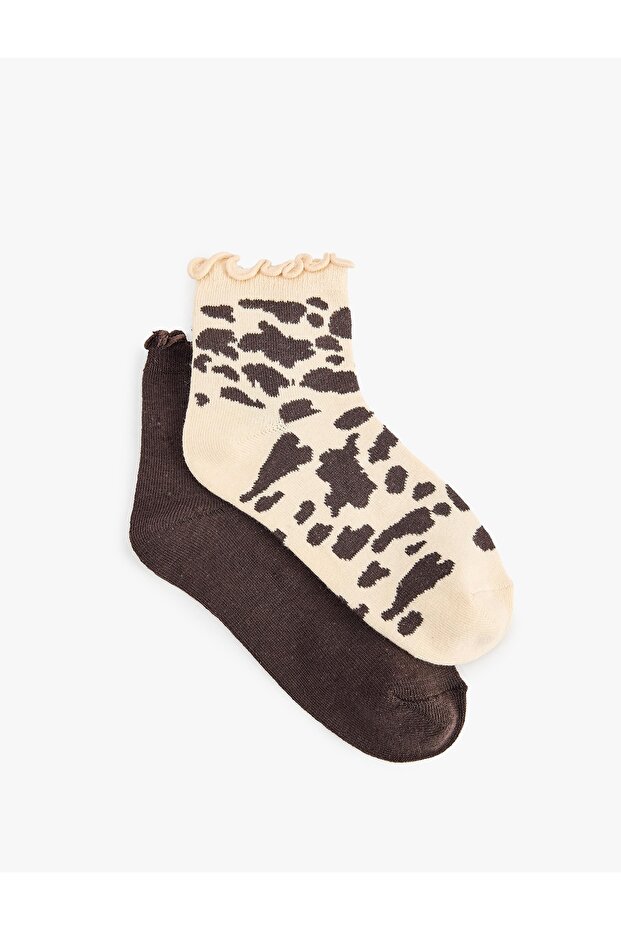 Set of 2 Patterned Socks with Cotton Ruffles