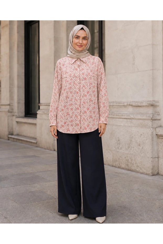 Floral Pattern Pocket Detail Shirt