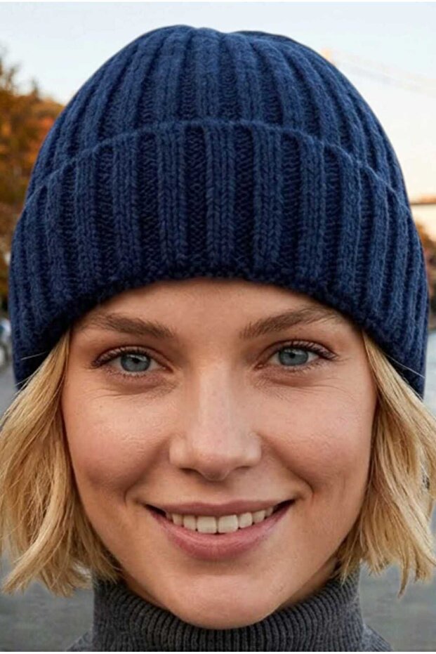Women's Ribbed Folded Knitwear Winter Beanie