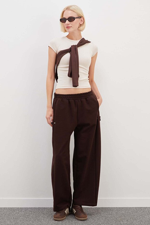 Sweatpants with Snap Buttons on the Sides and Elastic Waistband