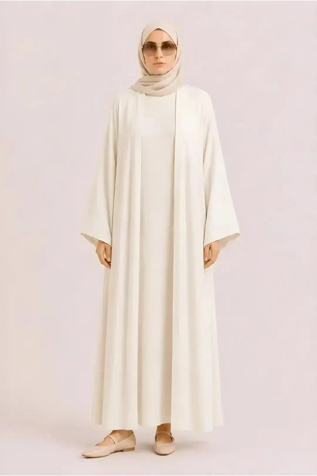 Linen Long Dress and Kimono 2-Piece Set