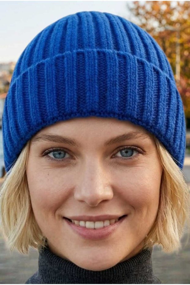 Women's Ribbed Folded Knitwear Winter Beanie
