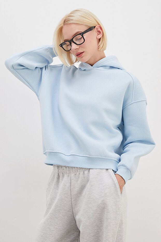 3 Thread Ribbed Hooded Oversized Sweatshirt