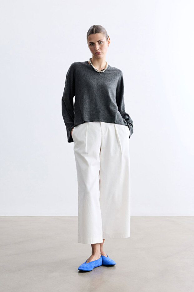 Ekru Double Bridged Gabardine Pants