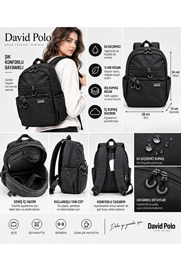 Women's Waterproof Multi-Pocket Backpack