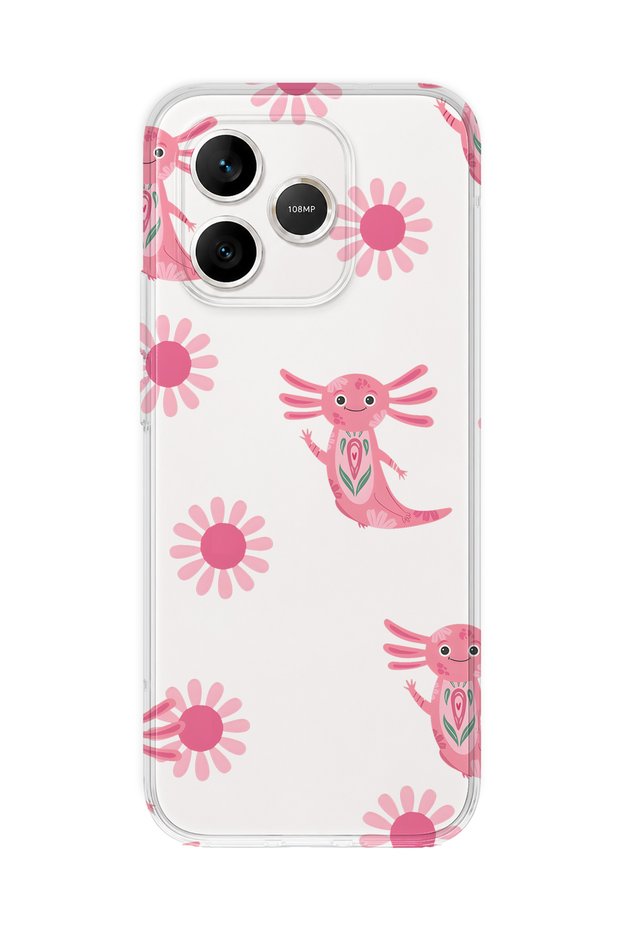 Honor 600 Lite Compatible Pink Axolotl Pattern Transparent Phone Case